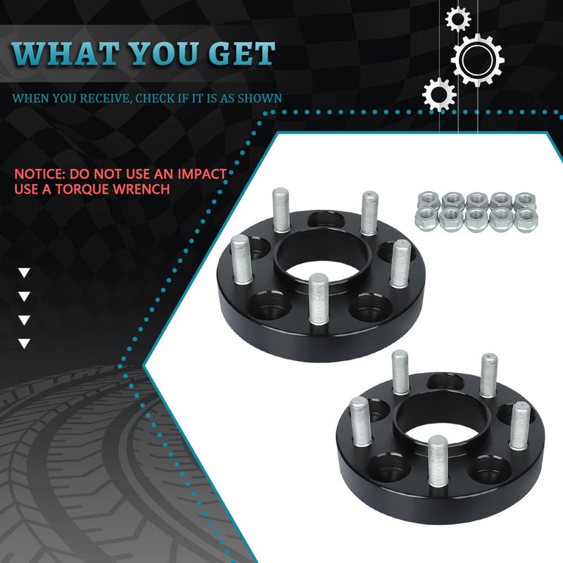 IRONTEK 1in Hubcentric Spacers 5x114.3mm (70.5mm Hub Bore, 1/2x20 Studs) 5x4.5" to 5x4.5" Wheel Spacers Adapter 25mm FITS Ford Explorer Mustang Ranger Crown Victoria, Lincoln Mark VII, Mazda B2500 B3000 - Image 2